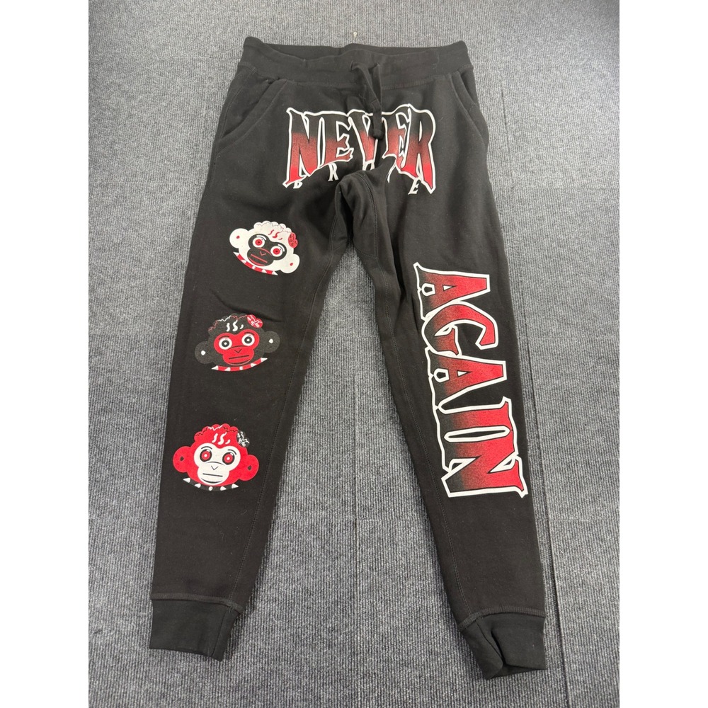Never‎ Broke Again Mens Black Graphic Joggers Sweatpants XXL Monkey Red White